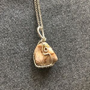 Beautiful Cream Crystal Wire Wrapped Necklace